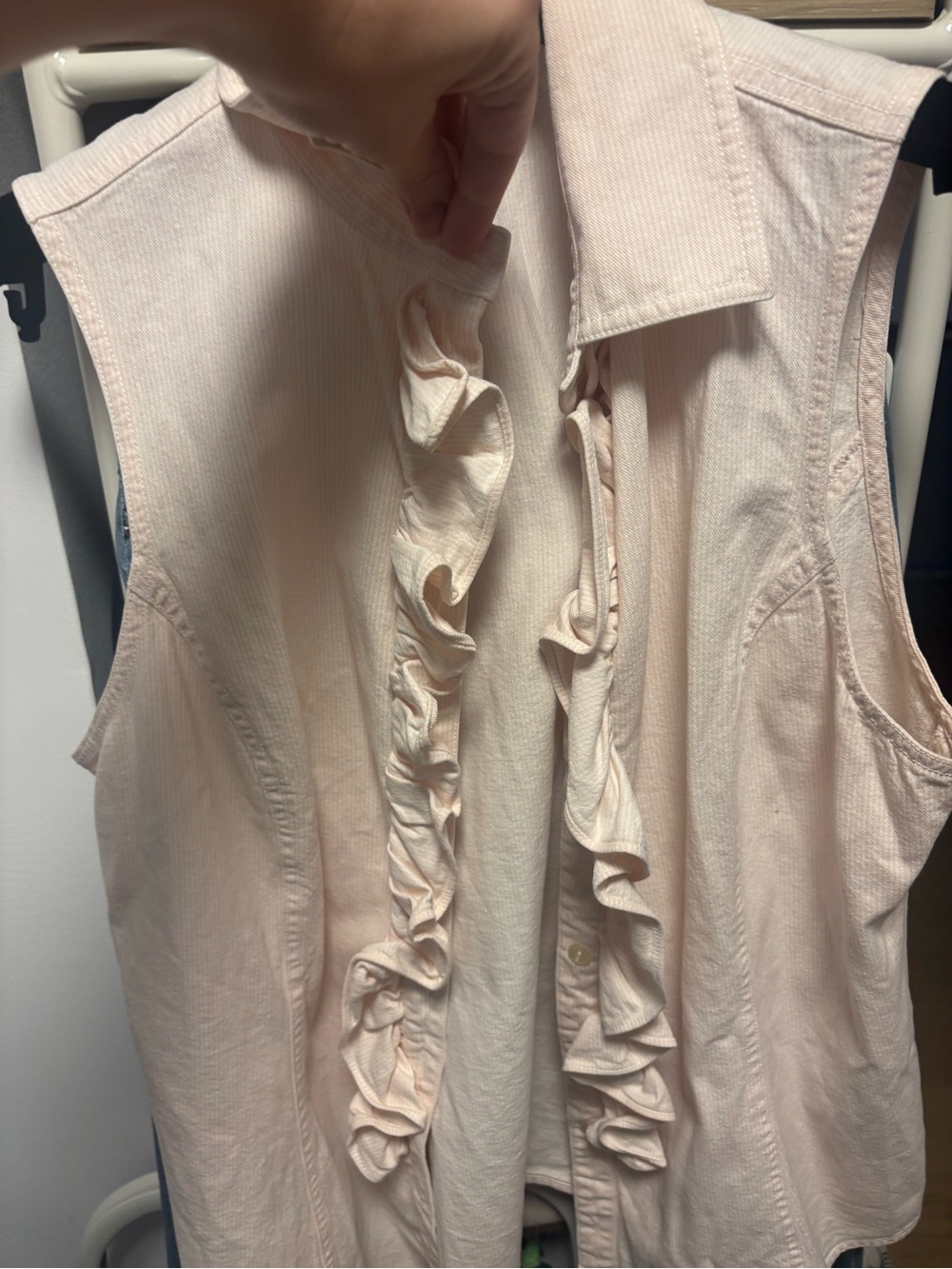 Ralph Lauren Jeans Sleeveless Ruffle Front Button/Tank/Light Pink! Size L! Gorge
